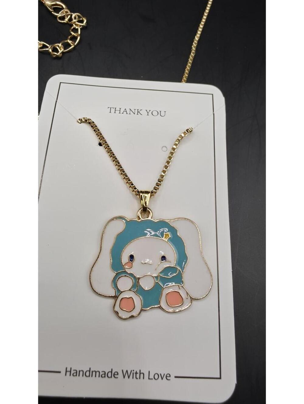 Gold-Tone Cartoon Enamel Pendant Necklace
